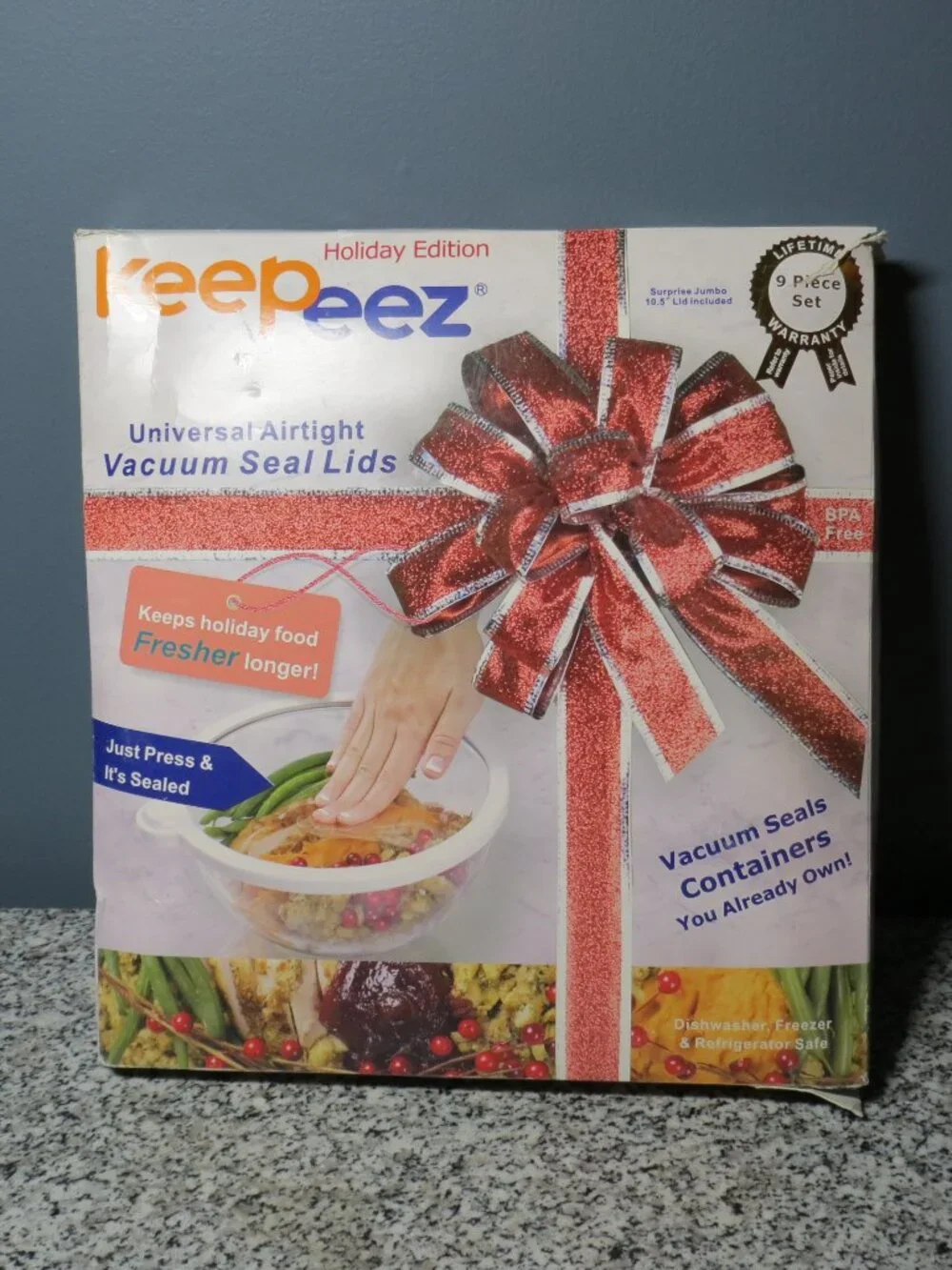 Keepeez Universal Airtight Vacuum Seal Lids 9 Piece Set New In Box